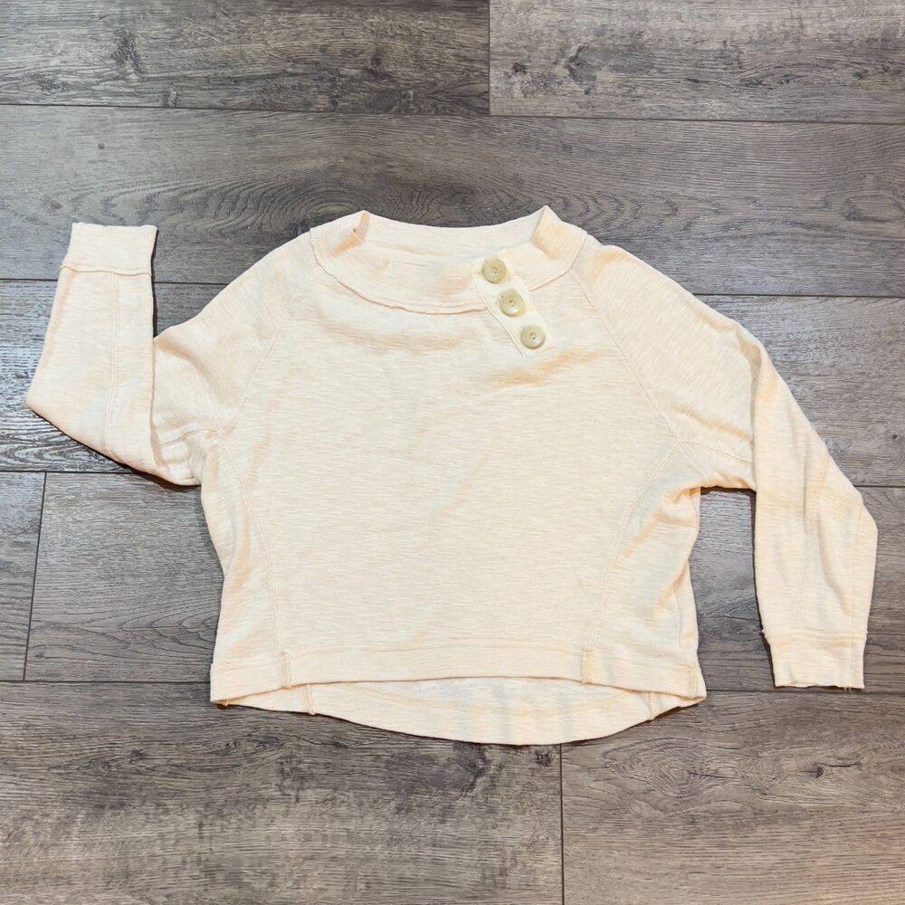 We the Free People Ivory Don't Forget Me Top Button Sweatshirt Dolman Small